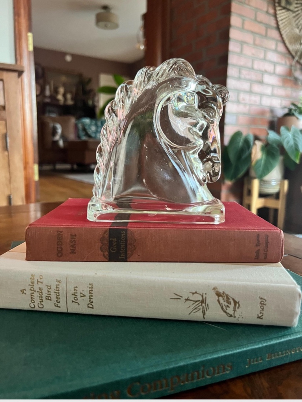 Clear Glass Horse Head Bookend - Vintage-Federal Glass